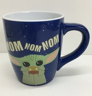 Baby Yoda Star Wars Mandalorian "Nom Nom Nom" Ceramic Mug Cup 25 oz. Blue